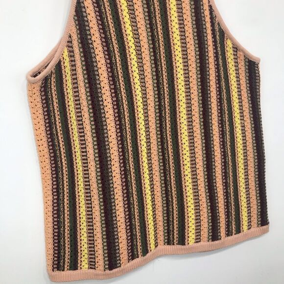Madewell Janson Crochet Earth Tone Rainbow Stripe Tank Sweater Top - Picture 11 of 13